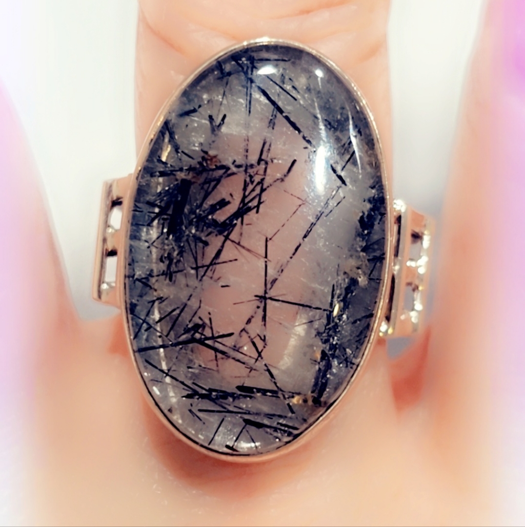 Rutilated Quartz Sterling Silver Gemstone Ring 117$